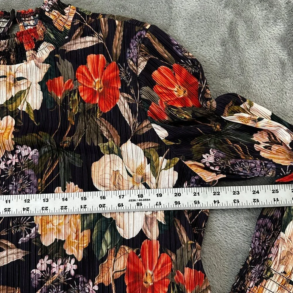 Chico's Crinkle Long Sleeve Floral Blouse Shirt Women's 3 XL - Picture 6 of 8